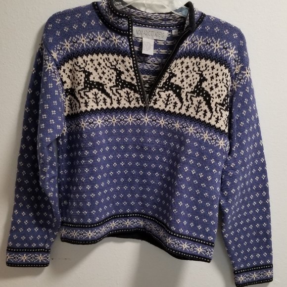Vintage Nomadic Traders Reindeer / Snowflake - Sweater - Women's Vintage Small - Picture 1 of 11